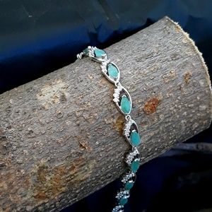 Emerald and Sterling Silver Bracelet